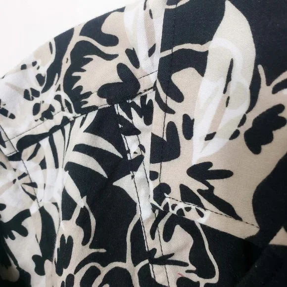 Christopher & Banks Women's Black Button Down White Tan Floral Jacket Coat - Picture 4 of 10